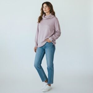 Maeve Anthropologie Womens L Tunic Sweater Oversized Cowl Neck Comfort Split Hem